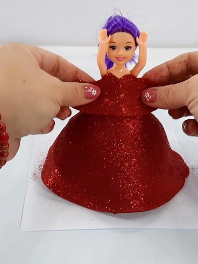 DIY Making Play Doh Sparkle Super Glitter Dresses for Disney Princesses #shorts 16