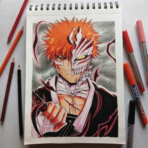 I draw ichigo kurosaki from bleach🔥. #anime #fanart.