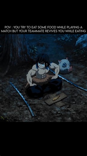 Me when i try to eat while playing 💀🔥 #inosuke #demonslayer #anime #edit #shorts