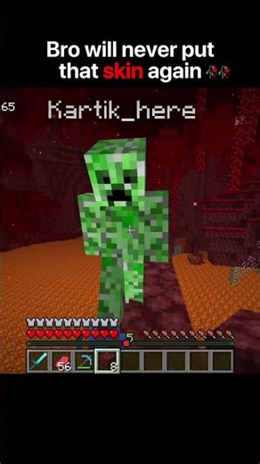wearing creeper skin in the nether goes wrong #minecraft #shorts