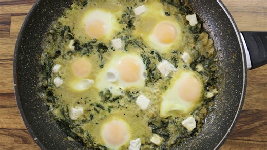 What happens when herbs and greens hit the pan