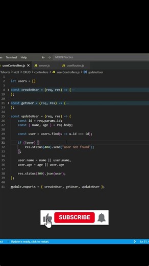 PUT API Explained in 40 sec ⚡ Express.js Tutorial #backend #coding #programming
