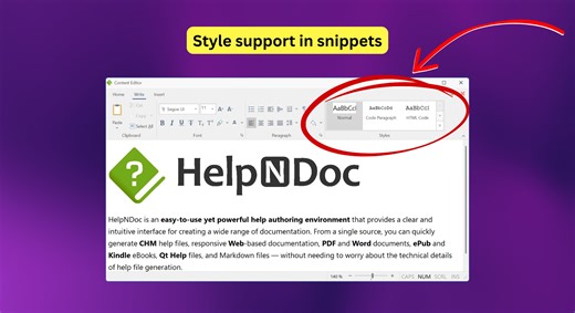Migra desde RoboHelp y mantén la documentación consistente con los fragmentos con estilos de HelpNDoc 10.5