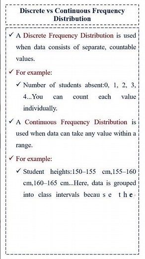 Discrete vs Continuous Frequency Distribution