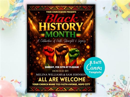 Black History Month Flyer Template: Celebration Event, Church Service, Community Invitation (canva - Etsy