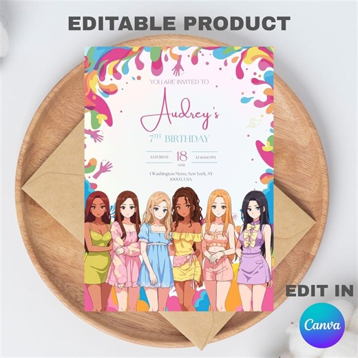 Editable and Printable Katseye Birthday Party Card Invitation Template (5x7) Digital Downloadable Product - Etsy