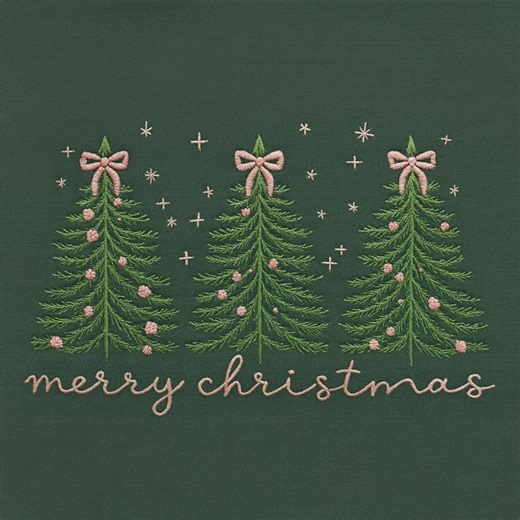 Merry Christmas Tree Embroidery Design, Three Christmas Trees Machine Embroidery File, Holiday Bow Tree Embroidery Pattern for Sweatshirt - Etsy Canada