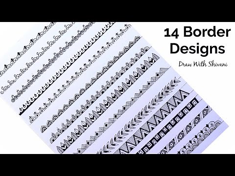 14 Border Designs using Black Pen/ Project File Decoration Ideas
