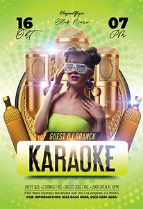 Green Exclusive Karaoke Free Flyer Template PSD | by Elegantflyer