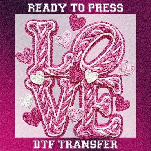 Valentine Day Faux Yarn DTF: Blue Alien Love Symbol February Kisses Heat Transfer - Etsy