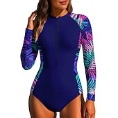 Quick Dry Lightweight Long Sleeve Swim Shirt Zip Up Front Zip Surfing Beach Water Sports Swimming Floral Tropical Summer 2025