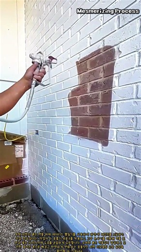 에어리스 뿜칠 외벽 벽돌 화이트 페인트 도장 #worker #process #painting #exterior #brickwall