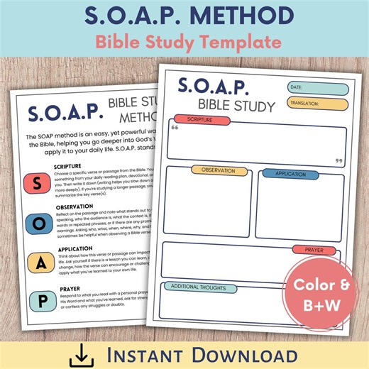 Bible SOAP Notes, Bible Study Journal, SOAP Method Bible Study, Soap Bible Study Method, Bible Verse Mapping, SOAP Template Printable - Etsy
