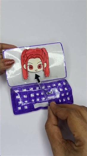 Paper Squishy Computer!💻#shorts #diy#papercraft#kpop#fyp #demonhunters #creative#huntrix