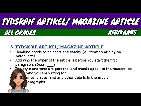 Tydskrif Artikel (Magazine Article) | Afrikaans