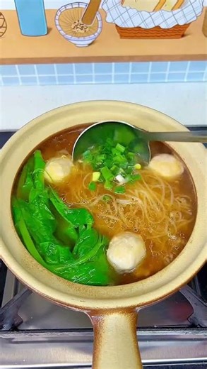 Delicious Spicy Noodle Soup with Greens #shorts