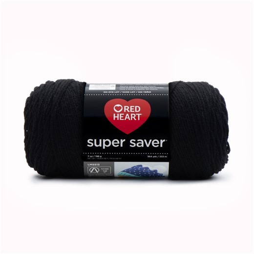 Red Heart® Super Saver® 4 Medium Acrylic Yarn, Black 7oz/198g, 364 Yards