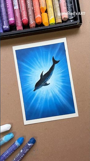 Easy Underwater Dolphin Drawing 🌊🐬 | Oil Pastel Art Tutorial for Beginners