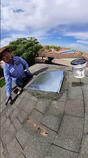 Sealing old swamp cooler duct on roof with metal cap! 🏡 #construction #hvac #homeimprovement
