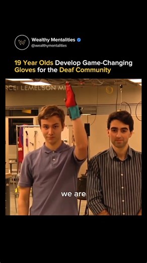 Wealthy Mentalities on Instagram: "Two 19-year-old students invented gloves that convert sign language into speech, developed through the Lemelson-MIT Program. Sensors in the gloves track hand movements with precision. An advanced algorithm translates these gestures into spoken words in real time. This technology empowers deaf and hard-of-hearing individuals to communicate more seamlessly. Follow for more @wealthymentalities 💫 #gloves #signlanguage #speech #lemelsonmitprogram #sensors #algorith