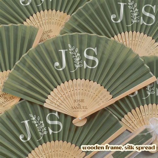 Custom Monogram Wedding Fans, Bulk Silk Hand Fans for Guests, Bridesmaid Gifts, Special Event Favors, Summer Wedding Hot Day Wedding Fans - Etsy