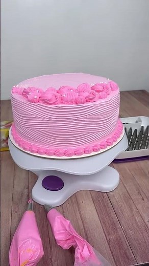 Satisfying Pink Rosette Cake Decorating #cakedecorating #shorts