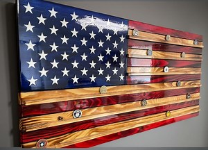 American Flag Challenge Coin Display, Wooden Military Gift, Wooden American Flag Challenge Coin Display: Military Gift, - Etsy