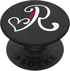 Initial R Monogram Fancy White Script Red Hearts Chalkboard