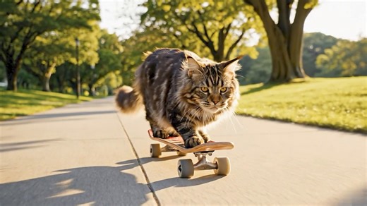 Cat Snowboarding, Snowboarding Cat, Cat On Snowboard. Free Stock Video