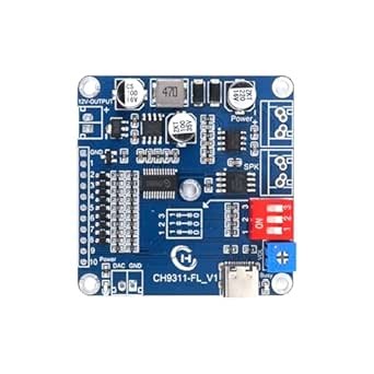 20W Sound Playback Board, 8MB Voice Module USB Downloadable MP3 Music Player DAC 12V Output Support Programmable Combination,Background IO Trigger 10-Way Amplifier Chip for Industry Broadcast Device.