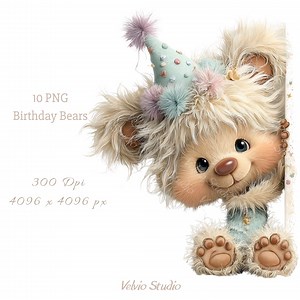 Birthday Bears Clipart Set: 10 Png Files (digital Download) - Etsy
