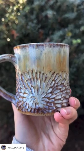 So satisfying to see how the clay and glaze combo worked on a mug by @rad_pottery 👏 Thanks for showing how beautiful texture made with a U-tip carving tool can look when glaze flows and pools 🤩🏺💎 | DiamondCore Tools