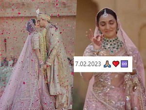 Watch: Kiara Advani and Sidharth Malhotra share kiss after varmala, bride floored by wedding look her 'Dola'