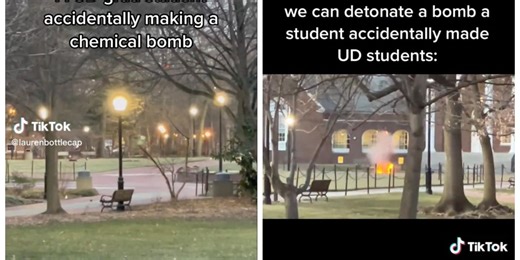 College students go wild after 'accidental explosive' detonated on campus