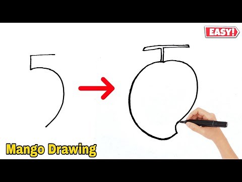 How to Draw Mango ( Drawing from 5 Number ) VERY EASY | Mango Drawing Tutorial