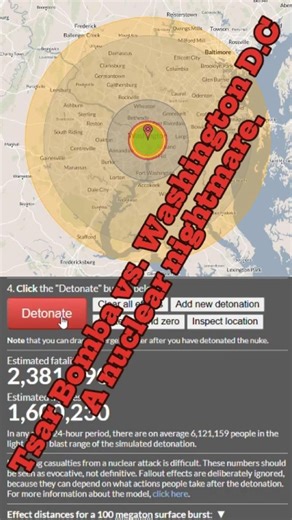 The Russian 100MT Nuclear Tsar Bomba vs. Washington, D.C. 💥☢️