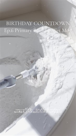 BIRTHDAY COUNTDOWN SERIES 🥳🎉 Ep.6 Primary Bathtub Wet Mop In honor of my 35th birthday, January 13th, I am fulfilling requests all month long. REQUESTS CLOSED! No more suggestions please. I have 75 I’m working through. REQUEST: Soft Scrub (I chose lemon), Peach Fab Comet (I only had lemon) tub mop!! Such a fruity clean!! The peach fabulous definitely was the main star! Has the bathroom smelling amazing. This is more of a maintenance clean and not a deep clean. I am not sure if I’m including cl