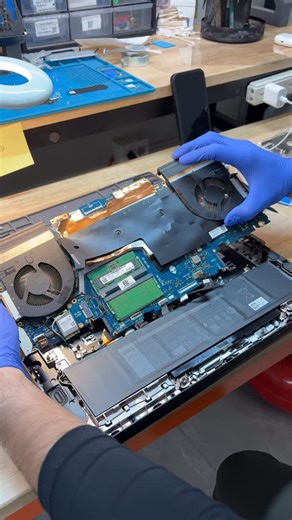 Rabbit Phone Repair on Instagram: "This is why routine laptop cleaning is so important. This Dell Alienware hadn’t been cleaned since the day it was purchased. Over time, dust completely clogged the heatsink, trapping heat inside the system. Because the heat from the CPU and GPU couldn’t escape properly, the laptop was constantly overheating. That extra heat eventually caused both cooling fans to fail, leading to loud noise and poor performance. In this video, we fully cleaned the system and rep