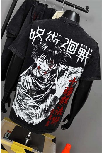 Double printed anime graphics with chaotic Culling Game energy. #FumihikoTakaba #ComedianSorcerer #JujutsuKaisen #CullingGame #TakabaShirt