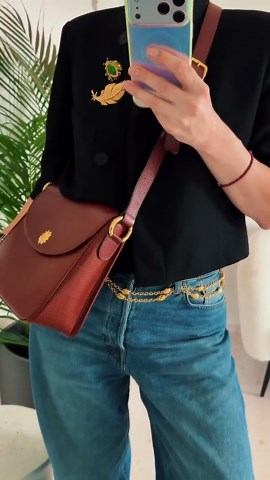 Vintage Christian Lacroix shoulder bag made in France brown leather crossbody