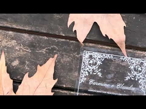 Clear Acrylic Wedding Invitation with White Print, Green Envelope & White Wax Seal