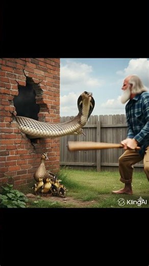"Old Man Fights Snake to Save Ducks 🐍🦆"