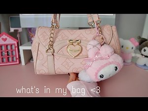 what's in my Juicy Couture Precious Moments satchel 🎀 Sanrio Twin Idol keychain 💗