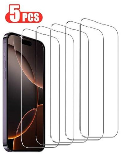 5pcs Tempered Glass Screen Protector Compatible With IPhone 17/17 Pro/17 Pro Max/17 Air/16/16 Plus/16 Pro/16 Pro Max/15/14/13/12/11 Pro Max/X/XS/XR/Mini/7/8/14 Plus, Also Compatible With IPhone 14/15 Pro Max. This Glass Material Phone Screen Protector Is An Ideal Gift For Family And Friends, And Is The Perfect Choice For Phone Screen Protectors And Phone Accessories. | SHEIN