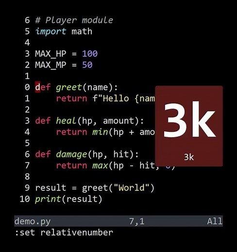 VimFu — :set relativenumber