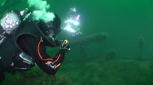 Funny flash mob: divers celebrate New Year under water.