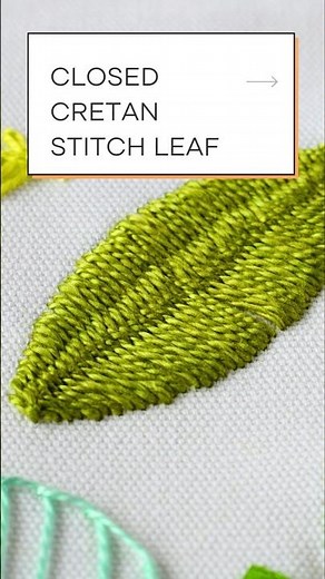 Closed Cretan Stitch Leaf Tutorial #handembroidery #beginnersstitch