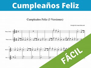 ▷ Cumpleaños Feliz - Partitura (3 VERSIONES para PRINCIPIANTES) - Marcolara.net