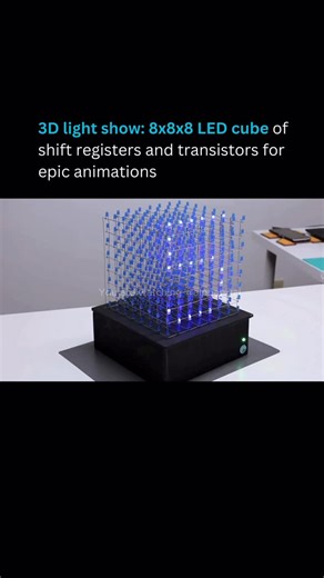 AI Tools I Artificial Intelligence I Business on Instagram: "Did you know you can build a mesmerizing 8x8x8 LED cube with just an Arduino Uno? YouTuber Harry Le’s viral tutorial from 2017 has racked up over 16 million views, showing how to craft this glowing spectacle. Grab 512 blue LEDs, 20 AWG wire, a 5V 10A power supply, PN2222 transistors, 220 ohm resistors, 74HC595 shift registers, and basics like solder and prototyping board. Assemble layers on a wooden base, wire up shifts for animations,