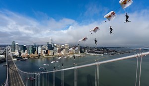 Sky Surfer Grinds Bay Bridge in Wild Stunt